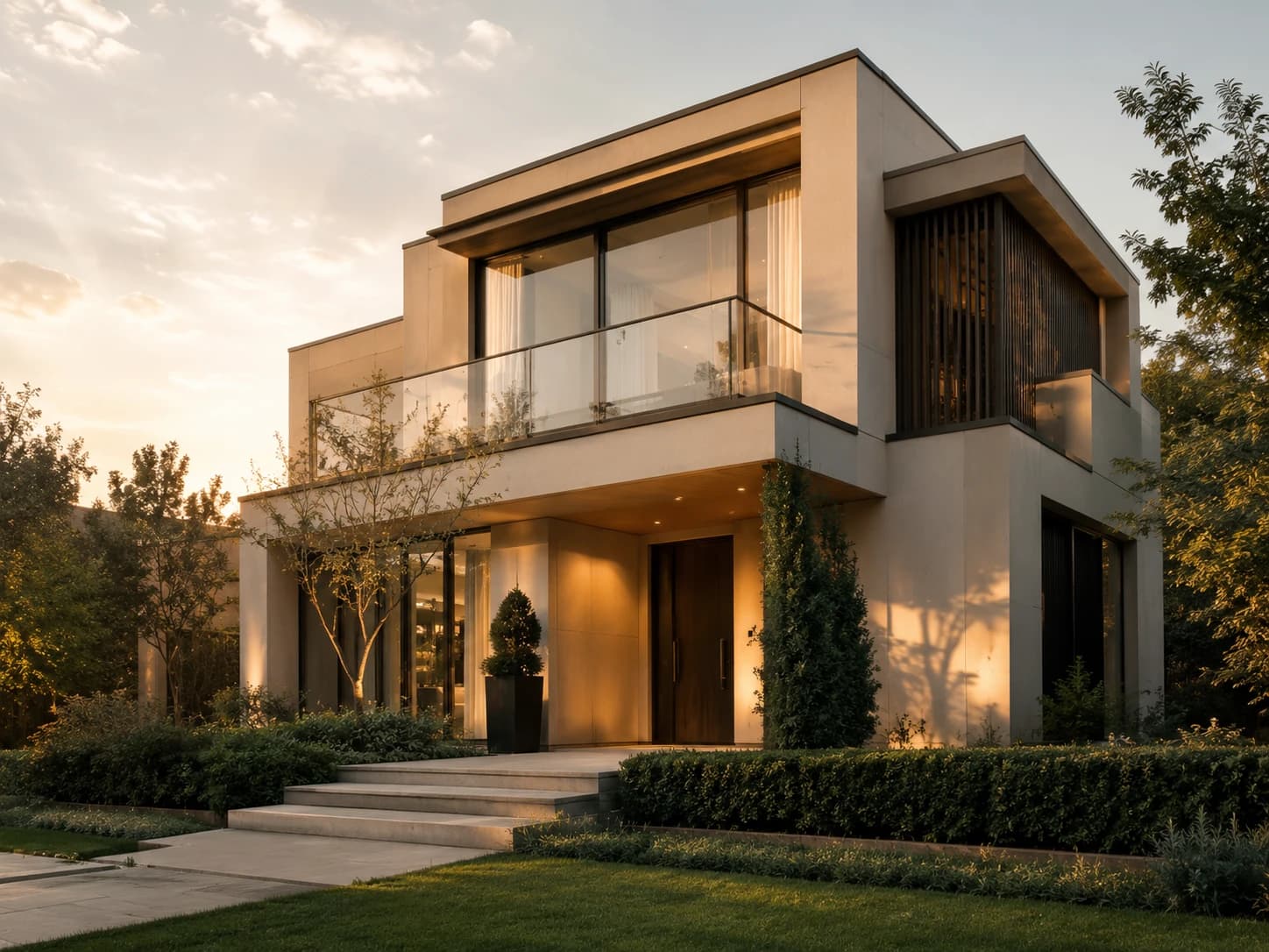 Maison contemporaine representant le droit immobilier