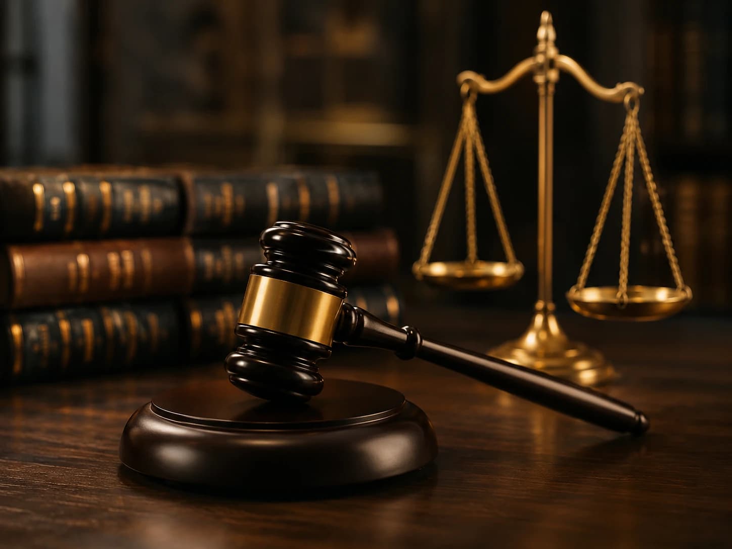 Balance dorée et marteau de justice symbolisant les règles des donations